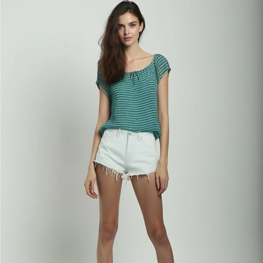 Gap Striped Green Women's Top Size M